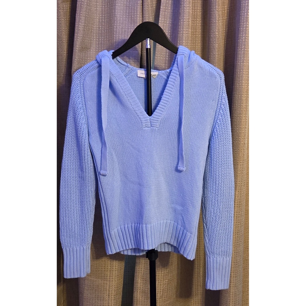 Free Assembly Long Sleeve Knit Hoodie Sweater‎ Women's Size XS (0-2) Blue